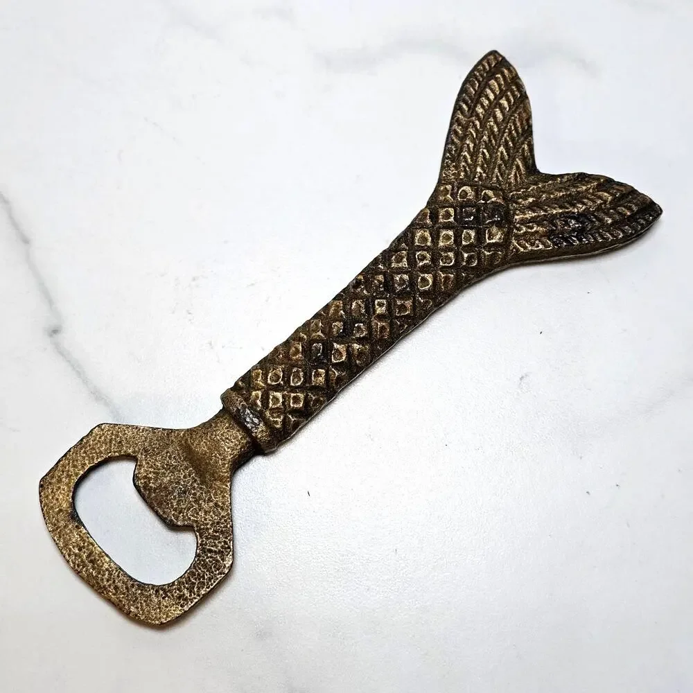Rustic Mermaid Tail Metal Bottle Opener Coastal Decor